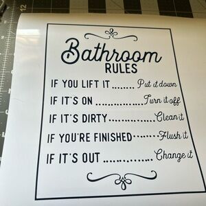 Chic Bathroom Rules Wall Art - Black